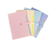 Cartelle a Soffietto Espandibili, A4 Accordion File Ufficio Raccoglitore Documenti con Bottoni 5 Faldoni per Scuola 4pcs