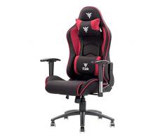 ITEK PLAYCOM FM20 Sedia Gaming ergon. Rossa, schienale reclinabile, braccioli e poggiatesta regolabili, sup. lombare, comfort e design, ideale come sedia ufficio,sedia per studio o poltrona per gamer