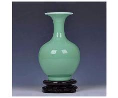 HongLianRiven Creativo Smalto Verde Antico Vaso di Ceramica scrivania tavolino Artigianato Moderno casa Desktop Soggiorno Composizione Floreale (Inviare la Base) 10-26 (Color : B)