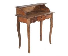 DESIGN DELIGHTS Secretaire Napoleon in Legno Massiccio Riciclato, Stile coloniale Vintage, 80 x 92 cm x 40 (L x A x P), scrittoio in Stile Shabby | Colore: 02 Marrone Chiaro