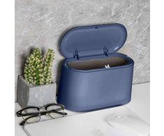 AYADA Mini Cestino Spazzatura Ufficio del Desktop, Bidone Spazzatura può con Il Coperchio del Cestino di Pulizia di Piccola Famiglia,Push Top Trash Can Rubbish Bin (Blu)