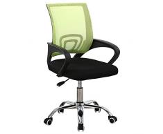 BAKAJI Poltrona Sedia Scrivania Ufficio Presidenziale in Tessuto a Rete Traspirante e Base a 5 Razze in Acciaio Rotazione 360 Gradi Direzionale Altezza Regolabile Arredamento Casa Cameretta (Verde)