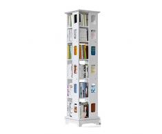 Libreria Girevole Libreria con Rotazione a 360 Gradi, libreria a Pavimento salvaspazio, mensola ad Angolo for la Scuola della Biblioteca dellhome Office (Color : White, Size : 6 Tier)