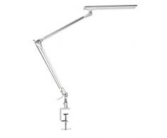 Navaris Lampada LED da scrivania con morsetto - Lampada da tavolo dimmerabile 10w 700 lumen braccio orientabile - Luminosità regolabile luce ufficio - argento