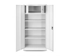 Jan Nowak Armadio da Ufficio C001D Archivio per Officina Con Scomparto Segreto in Metallo Verniciato a polvere Chiudibile 185 cm x 90 cm x 45 cm (Bianco)