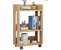 OLOTU Aprire Scaffale per scaffali a 3 livelli Mobile con ruote universali Scaffali per libri per lhome office (lunghezza 45 cm/altezza 68 cm) Piatto