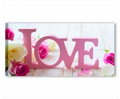 Vintage love 3 - Quadro moderno 90x45 cm amore lettere shabby chic stampa tela quadri moderni fiori rose rustico provenzale style romantic country arredamento casa salotto ufficio home decor