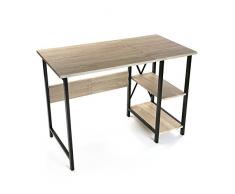 Versa Cardiff Scrivania per Computer, Scrittoio, Tavolo da Ufficio, Pieghevole, Misure (A x L x l) 75 x 55 x 108,5 cm, Legno e Metallo, Color Marrone