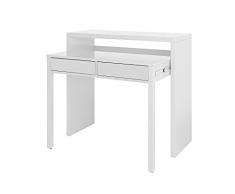 Arreditaly Scrivania Allungabile Con 2 Cassetti Tavolo Consolle Estensibile Studio Salvaspazio Con Ripiano Ideale Disegno Soggiorno Camera Salotto Ingresso Corridoio 99 x 88 x 36 Cm (Bianco)