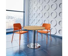 Weber Büro Optima - Tavolo rotondo per riunioni, Ø 80 cm, in rovere ambra, struttura cromata, tavolo da pranzo