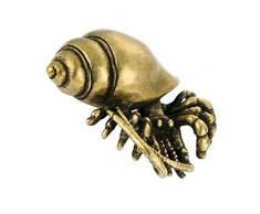 FOMIYES Ottone Granchio Eremita Statua Vintage Animale Figurine Tea Pet Scultura Fengshui Cinese Figura Buona Fortuna Artigianato per La Ricchezza Home Office Scaffale Desktop