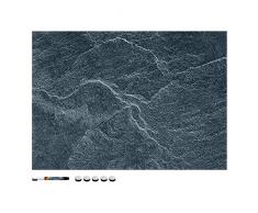 Navaris Memo Board Lavagna Magnetica 70x50cm - Lavagnetta Scrivibile Cancellabile con 1x Pennarello e 5X Calamite - Bacheca Design Effetto Pietra Nera