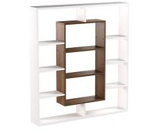 VENUS Libreria - Scaffale per libri - Scaffale per ufficio / soggiorno dal design moderno (Bianco / Noce)