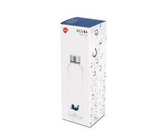 Balvi Bottiglia Scuba per Acqua 0,5 L Tappo antigoccia in Acciaio Inox Ideale Comodino e Ufficio Borosilicato 23 cm