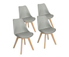 EGGREE Set di 4 pranzo/Ufficio Sedia con gambe in faggio massiccio, (TM) Sedie senza braccia imbottita di design per il massimo comfort - Grigio