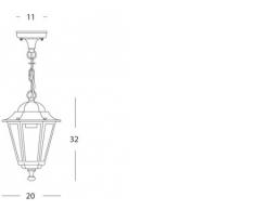 Lampada mini a sospensione esagonale design classico da esterno nero