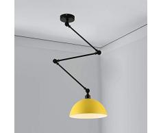 Ruanpu plafoniere vintage, allungabile Nordic Dome retrò E27 portalampada lampadina paralume lampada a sospensione da soffitto lampada a sospensione per soggiorno/cucina/studio (giallo)