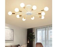 JIINOO Plafoniera da Incasso, Lampadari Moderni Bianchi, 10 Luci E27 Base Industriale Semi Soffitto Lampade a Sospensione Apparecchio per Camera da Letto Soggiorno Cucina Fattoria Mostra dArte