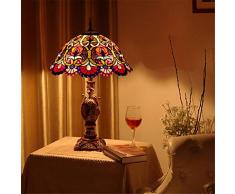 Lampada da tavolo Tiffany da 16 pollici Lampada da comodino Lampada da comodino in vetro colorato per camera da letto Lampada da abbagliamento squisita