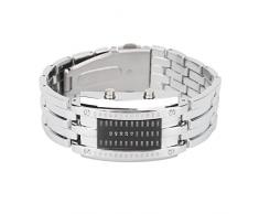 Orologio Led Fashional, Display Con Struttura Ad Arco Convesso Orologio Elettronico Da Polso A Led Impermeabile Con Modalità Tempo Binario Unico(L-DArgento)