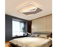 Lampadari moderni a LED per soggiorno Camera da letto Sala da pranzo Illuminazione a lampadario nero finito bianco Illuminazione domestica, L50xW50xH5cm, Dimmerabile con telecomando, Cornice nera