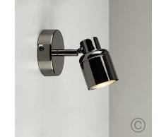 MiniSun - Bellissima plafoniera / lampada da parete, moderna con una luce spot orientabile e finitura nera cromata