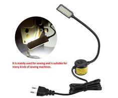 Lampada Macchina da Cucire, 15 LED Lampada Lavoro Flessibile a Collo Cigno con Base Magnetica per torni Studio Trapani a Colonna banco Spina UE 110-250V(Spina UE)