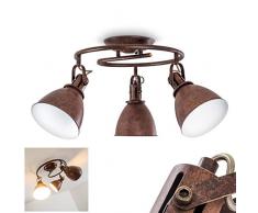 Faretti da Soffitto Design Industriale Rustico Modello Koppom- Illuminazione Moderna per Cucina e Soggiorno- Faretti Orientabili Color Ruggine