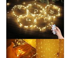 Salcar Led Stringa 3 * 3m 300 leds, Facile da Collegare, Tenda Della Stringa LED Decorazione IP44 Impermeabile Interni ed Esterni, per Balcone, Salotto, Giardino, Natale, Compleanni (Bianco caldo)