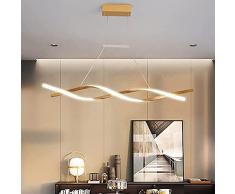 LED Lampada a Sospensione Tavolo da Pranzo Lampada Moderna Dimmerabile Salotto Lampada Altezza Regolabile Camera da Letto Lampadari per Ufficio Cucina Sala da Pranzo Spirale Lampadario (Gold, L120cm)