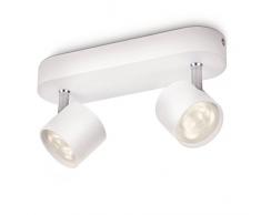 Philips Lighting Faretti Star, 2 Punti Luce Orientabili, LED integrato, 5W, Base Tonda, Bianco