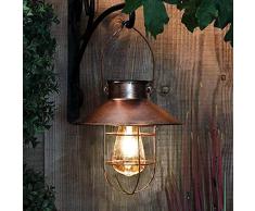pearlstar Lanterna solare da esterno in metallo vintage, lampada solare da giardino con luci a LED calde per esterni