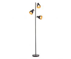 Lampada da terra vintage industriale, piantana elegante retrò, colori nero e oro all’interno, adatta per lampadine E27 non incluse, altezza 166cm, lampada a stelo, interruttore a pedale, IP20