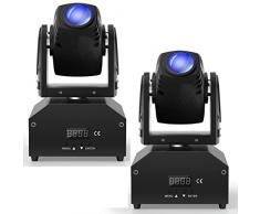 DELIBANG 2Pcs RGBW LED Teste Mobili, DMX512 Moving Head Luci del Palcoscenico Spot Effetto con Attivazione Vocale per DJ Disco Banchetti Bar Party