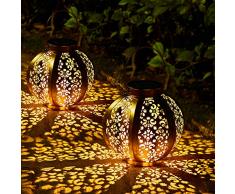 Lanterna Solare, OxyLED Lanterne Solari da Esterno 2 Pezzi Metallo Lanterne da Esterno IP44 da Giardino Appendibile Impermeabile LED Decorative Lanterna per Giardino Terrazza Balcone Bianca Calda