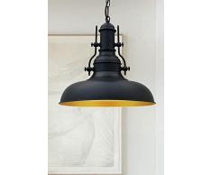 bamyum Plafoniera Lampada a Sospensione I Nota I Diametro 30 cm Lampada da Salotte E27 Industriale in Metallo in Vintage - Nero