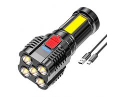 LAURAG Torcia LED Ricaricabile, Torcia a 5 LED Lampada da Lavoro Portatile ad Alto lume Luce USB di Posizione 4 modalità di Illuminazione Campeggio Escursionismo Avventura Casa Emergenze Uso