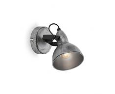 Briloner - Lampada da parete vintage, spot da parete orientabile retrò, lampada da parete, 1x attacco E14, Argento-Crafted, 155x100 mm