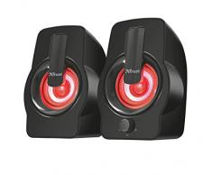 Trust Gemi Compatto Set Altoparlanti con Raffinato Design e Illuminazione LED Rgb, Nero