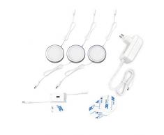 EShine Luci del sottotetto puck con sensore di movimento manuale - illuminazione rotonda del quadro elettrico a LED - dimmerabile - confezione da 3, Bianco Freddo (6000K)