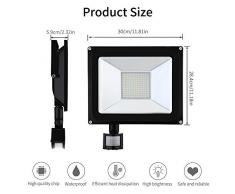 Viugreum - Faretto LED con sensore di movimento, 100 W Ultima Faretto per esterni con rilevatore di movimento, illuminazione esterna impermeabile IP65 per giardino, garage o campo sportivo