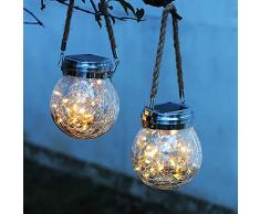Lampada Solare Giardino, Lanterna Decorativa Esterni, Luce Energia Solare, Effetto Crack Glass, Illuminazione Solare LED, Lampade solari da esterno per decorare giardini, patii, prati, matrimoni