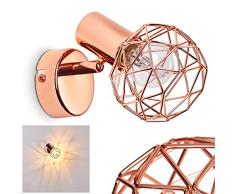 Applique Palmira in metallo ramato, 1 luce, con faretto orientabile, attacco E14, max. 40 Watt, design retrò/vintage, con effetto luce sulla parete