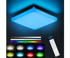 NIXIUKOL Plafoniera Led Soffitto dimmerabile RGB 24W 2400LM, Plafoniera IP54 Impermeabile, dimmerabile luminosità e temperatura di colore, per bagno Camera da letto Cucina Corridoio Soggiorno 28cm