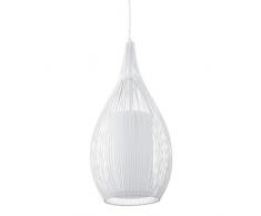 EGLO lampada a sospensione Razoni, lampada a sospensione moderna a uno punto luce, acciaio, satinato, bianco, E27