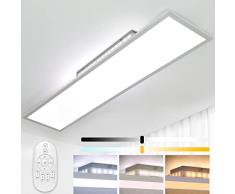 Plafoniera LED Pannello Dimmerabile 120x30 cm, 52W Lampada da Soffitto con Telecomando, Controluce Indiretta, 2800K–6500K Caldo Natural Freddo Bianco Lampada luminoso per Soggiorno Officina Ufficio