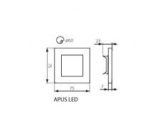 Faretto Segnapassi Led 0.8W Quadrato CW Kanlux APUS Mod. 23106-Bianco Caldo