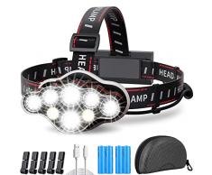MLIAIMCE Lampada Frontale Led Ricaricabile,Torcia Frontale Led Super Luminoso 18000 Lumen 8 Led 8 Modalità Usb Impermeabile Torcia Da Testa,Perfetta Per Escursioni In Bicicletta Escursionismo