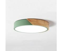 ZGZRXGY Plafoniera a filo semplice a LED, stile moderno e semplice, struttura moderna e semplice, struttura in legno massello naturale, lampada da soffitto di oscuramento a tre colori, adatto per arma