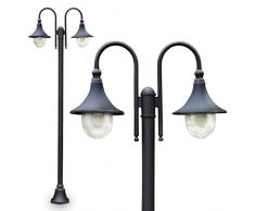 Lampione da giardino Candelabro 2 luci in metallo nero IP44 illuminazione esterni design